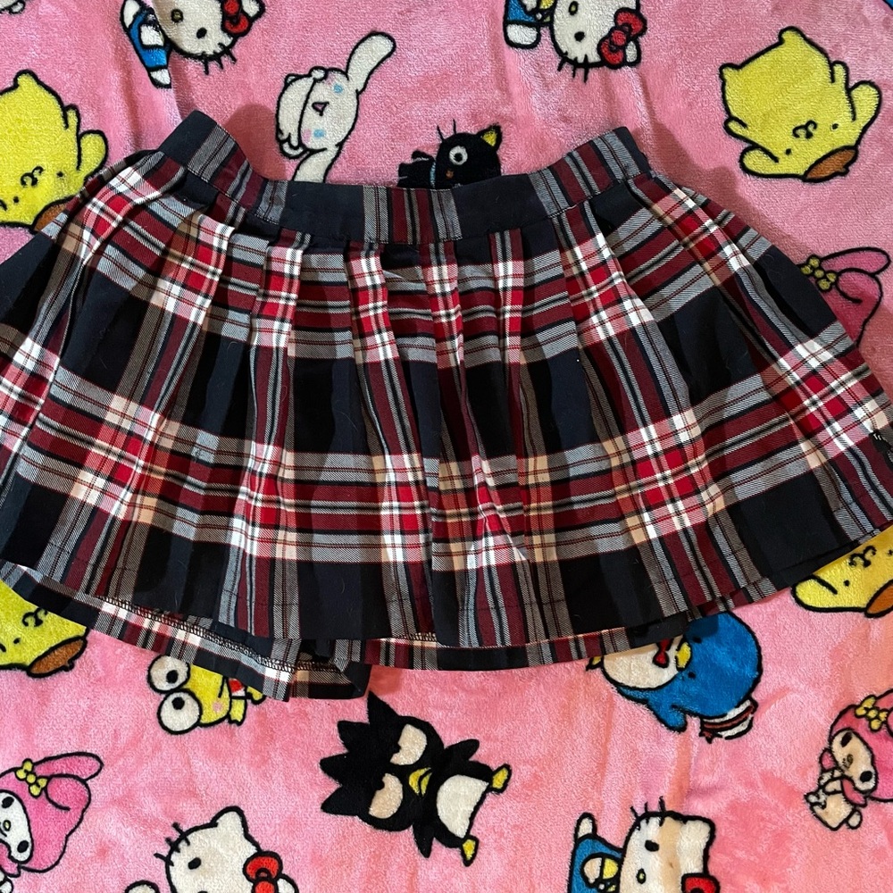 Tripp NYC Red and Black Plaid Skirt
